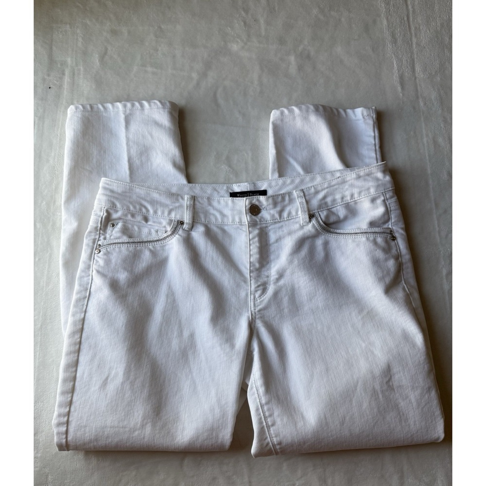 White House Black Market Women's Size 10R White Slim Ankle Crop Flat Front Pants